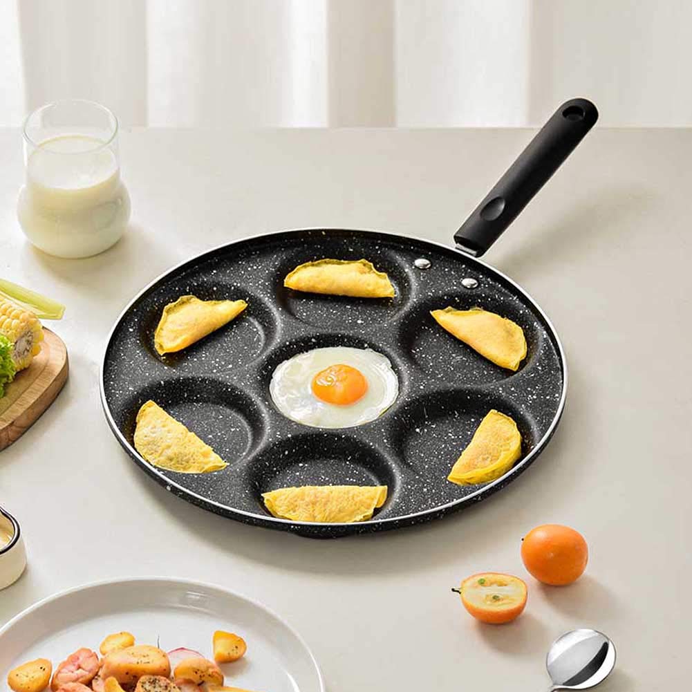 CANDeal Aluminiowa patelnia z 7 miseczkami do smażenia jajek nieprzywierająca szwedzkie naleśniki, plett, krepa, patelnia do smażenia na wiele jajek