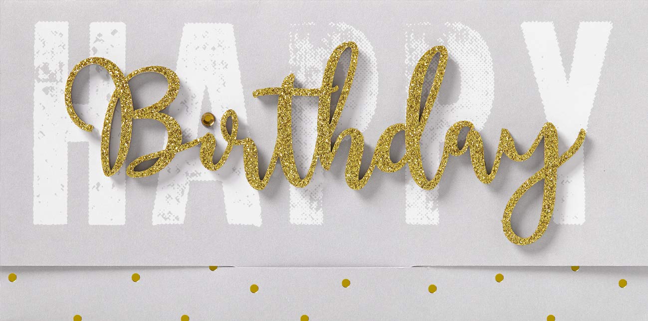 Perleberg Birthday Card Lettering Surprise Happy Birthday 11 x 22 cm