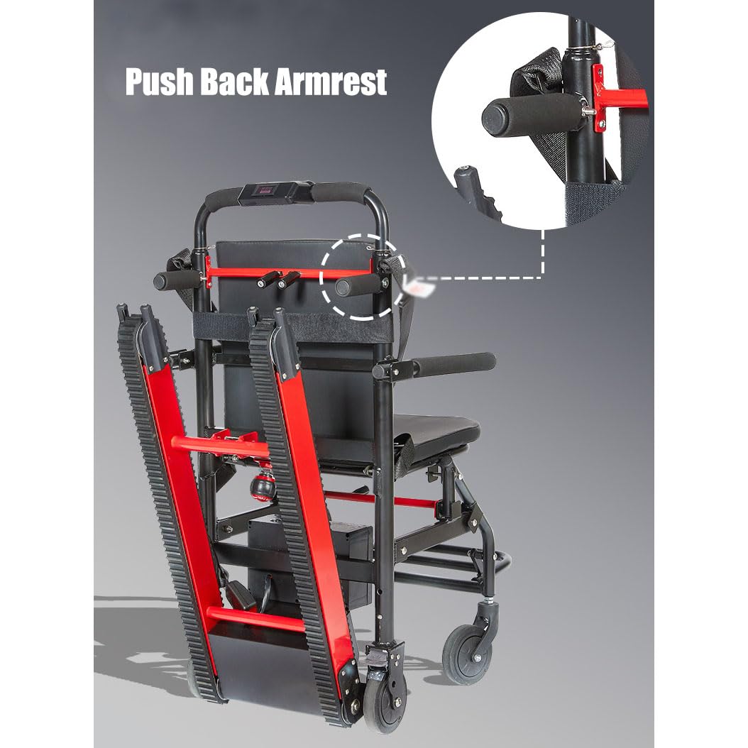 Montascale Elettrico Cingolato Carrello per scale, sedia a rotelle da 19 kg, in lega di alluminio, per anziani e disabili, portatile, pieghevole, con capacità di sollevamento di 250 kg.