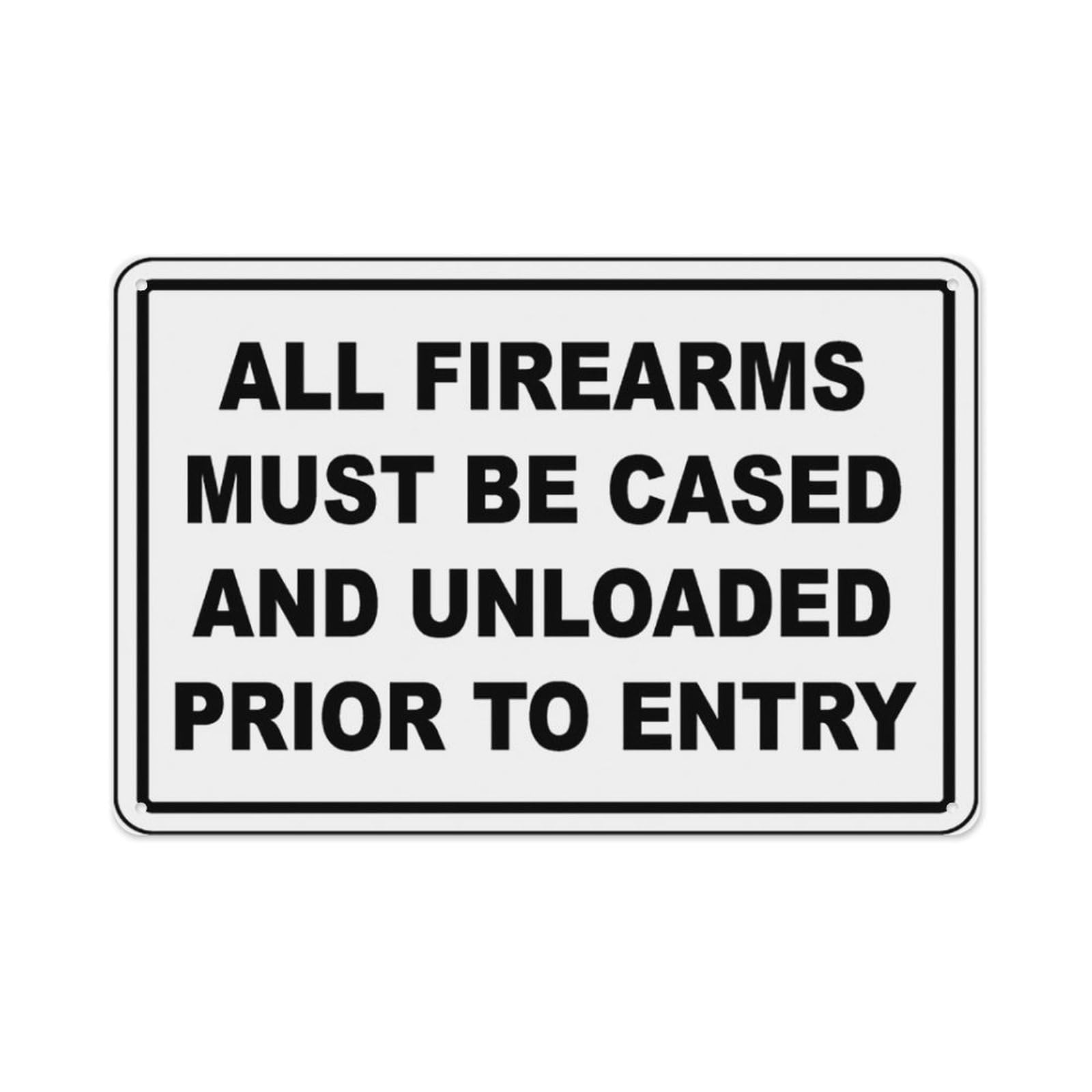 peiyeety Firearms Must Be Cased And Unloaded Sign Aluminum Tin Warning Signs For Home Outdoor Garden 8X12 Inches