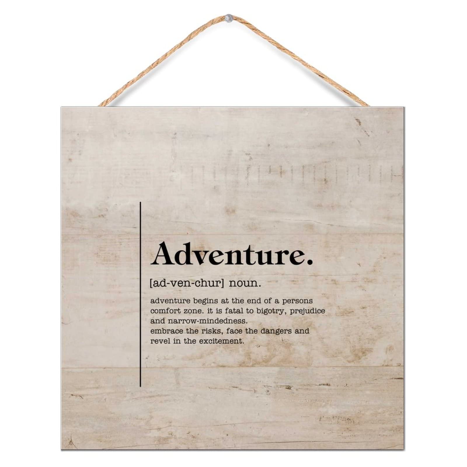 Panneau en bois décoratif Adventure 30,5 cm de style dictionnaire