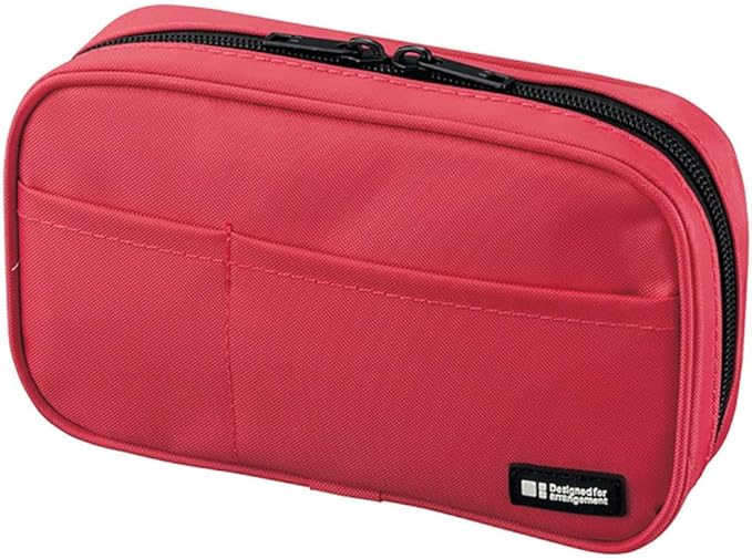 LIHIT LAB Zipper Pen Case, 7.9 × 2 × 4.7 Inches, Coral (A7551103) Office Products
