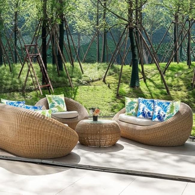 JMGBird 18¡Á18 Inch Outdoor Lumbar Pillows Pack of 2 Colors Waterproof Throw Pillows with Insert Rectangular Decorative Garden Cushion for Home Furniture Patio Coach Sofa