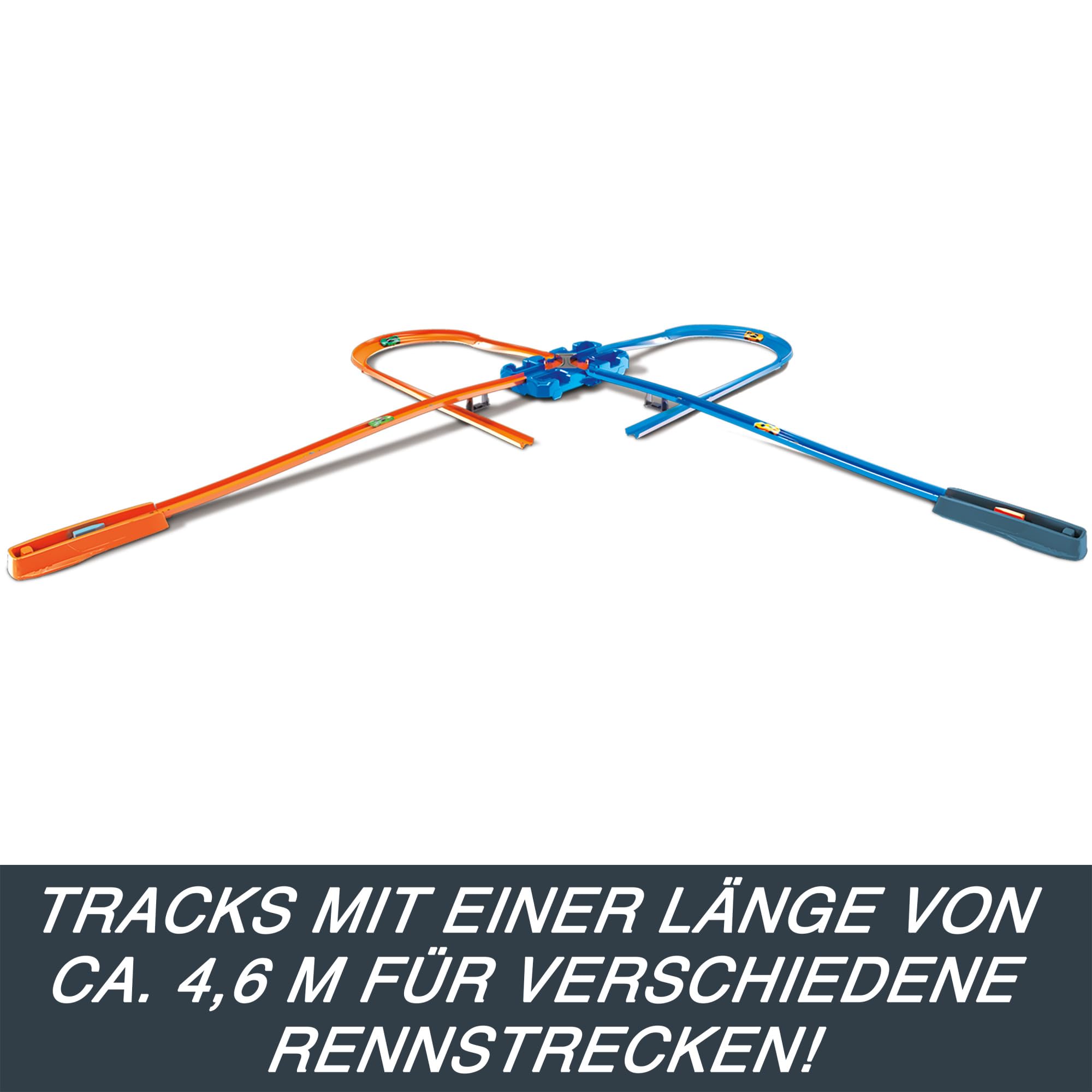 Hot Wheels Bahn Track Builder Autorennbahn Bauset inkl. 2 Spielzeugautos Spurwechsler steile Kurven Crashzone ab 4 Jahre GGP93