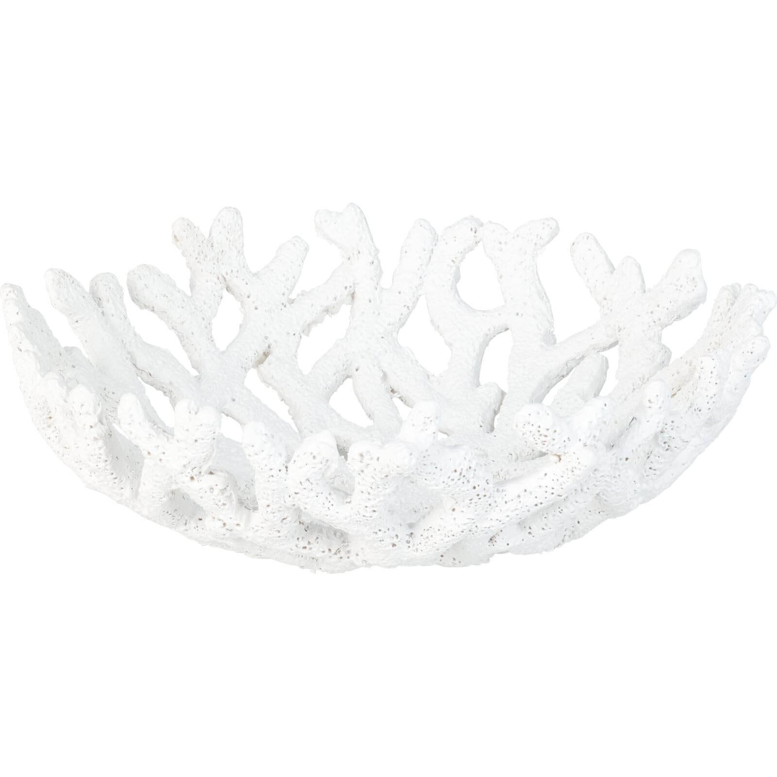Carousel Home White Coral Decorative Bowl, 21Cm Resin Sea Coral Sculpture, Nautical Coastal Centrepiece Ornament