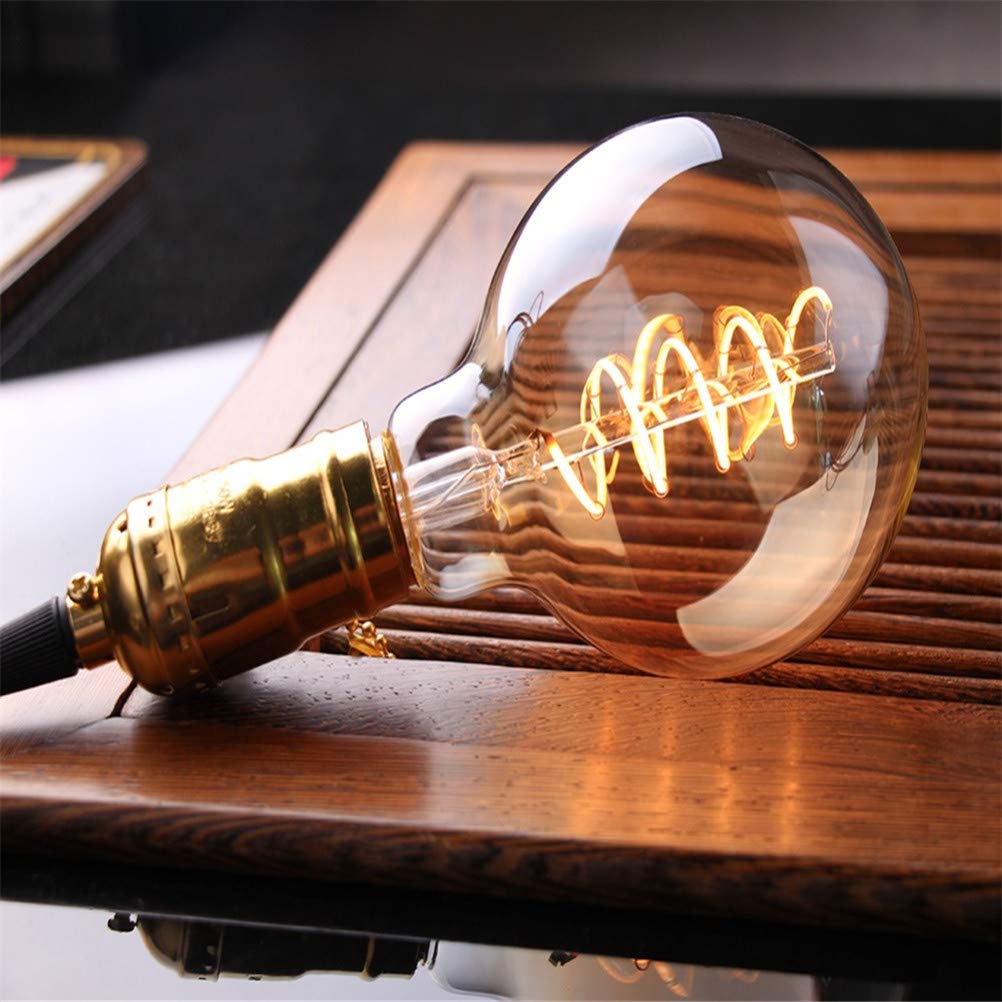 Bombilla, lámpara de filamento G95 Regulable, Bombilla Edison Espiral de 3 W, Globo ámbar, Bombilla LED de Cristal 2200 K/E27/220 V, Bombilla Decorativa Dorada, para el h