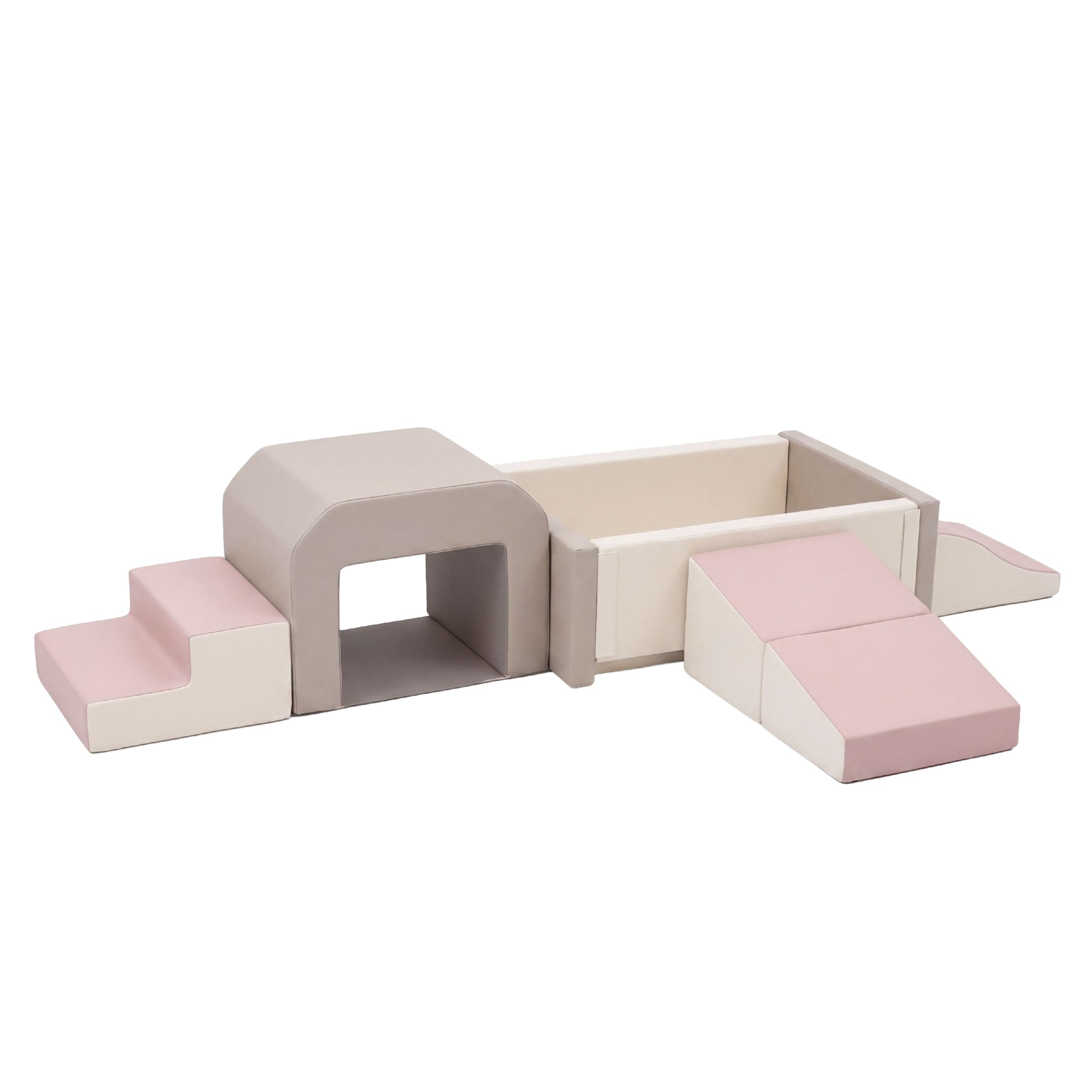 JungleDove Set da Gioco Morbido 6 Pezzi per Neonati: Attrezzatura da Gioco per Interni in Morbida Pelle PU per Bambini Piccoli con Piscine di Palline quadrate (Palline Non Incluse)