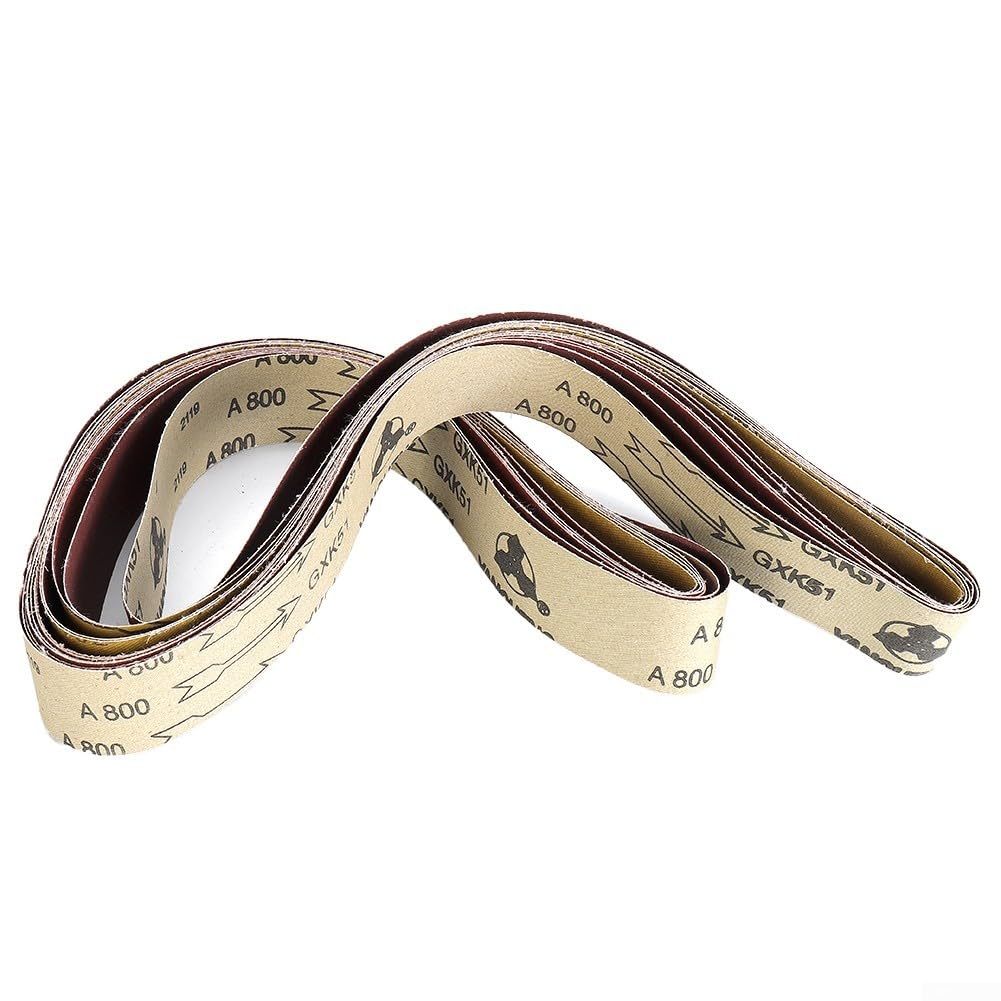 Set di 6 nastri abrasivi per levigatrici a nastro da 2 "x 72" grana in ossido di alluminio 180 240 320 400 600 800 con rivestimento uniforme e durata