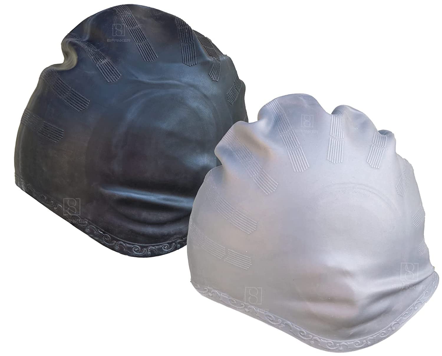 Spanker Unisex Swim Caps with 3D Ear Protection, Durable Flexible Silicone Swimming Hats for Women Men Kids Adults, Pack of 2 (Black and Grey Combo) SSTP (B09ZLJWTTQ) Amazon Price History, Amazon Price Tracker