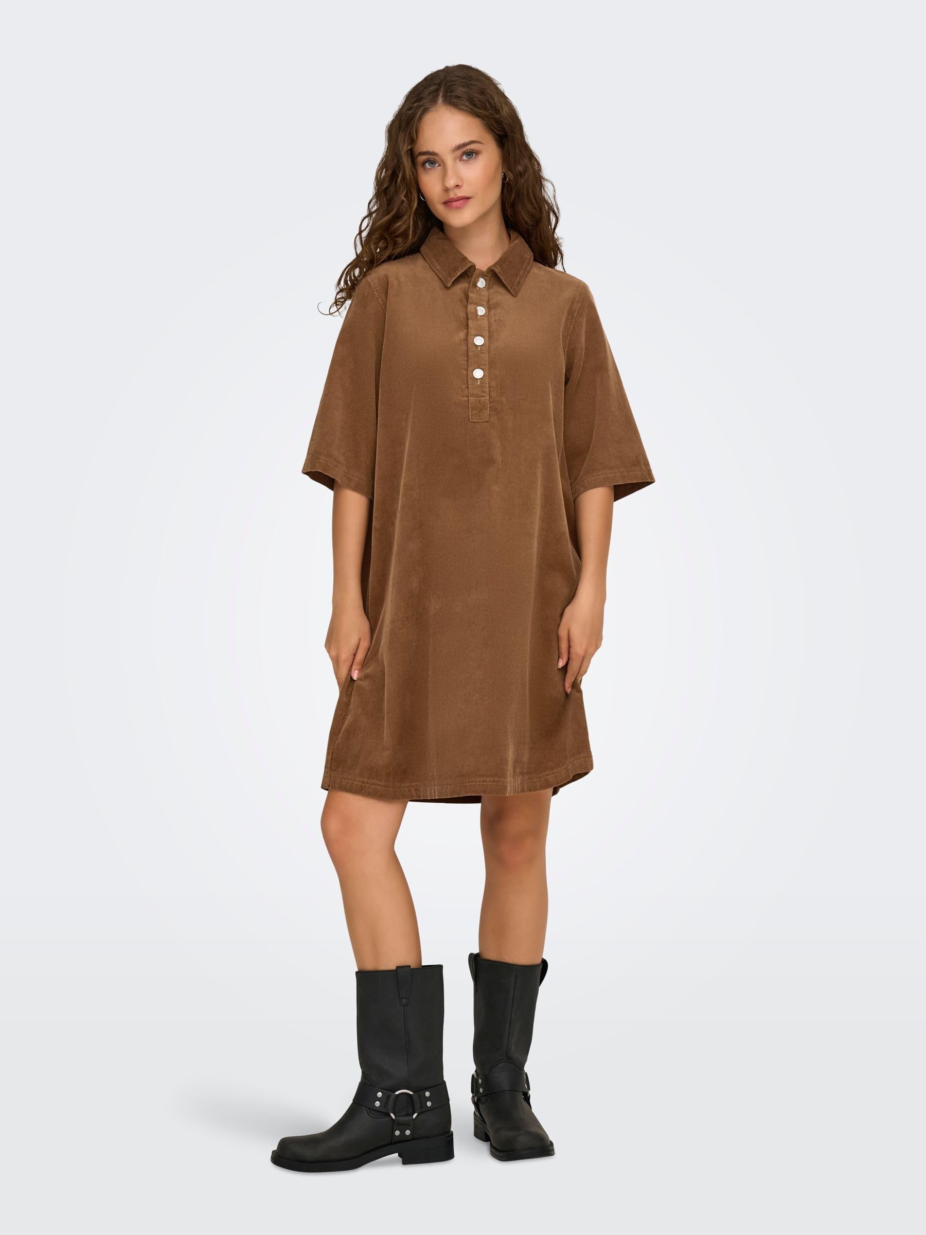 ONLY Onlgry-Nessa S/S Cord Dress PNT Onlgry-Nessa Robe en Velours côtelé S/S Femme (Lot de 1)