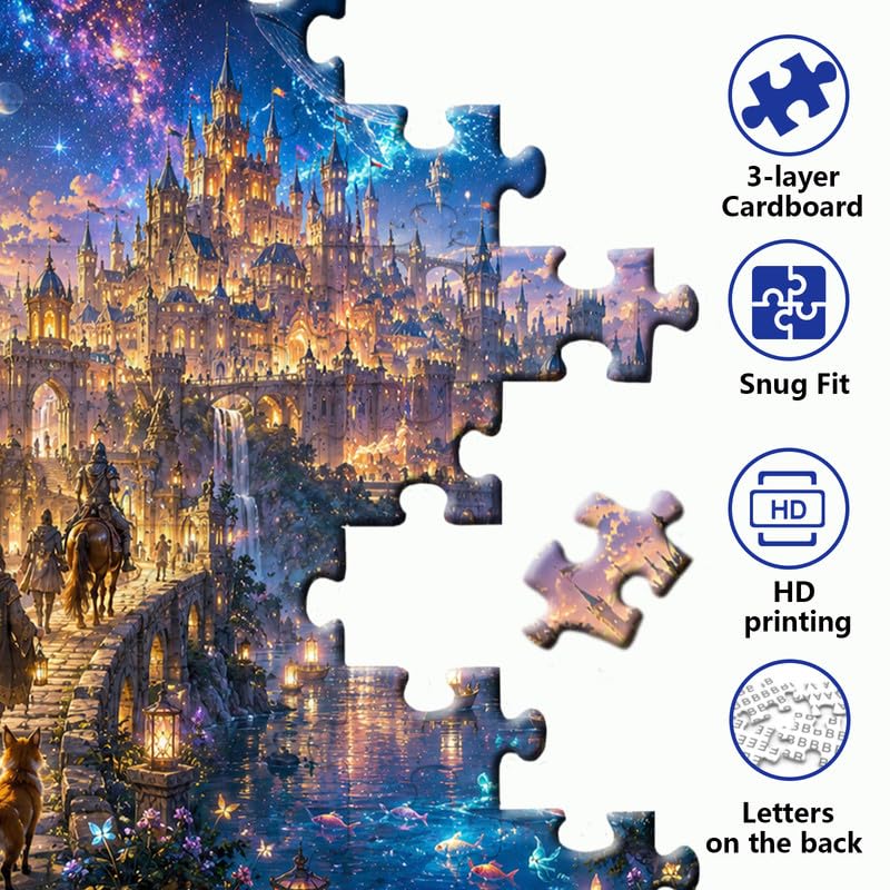 Rompecabezas para Adultos 1000 Piezas - Castillo Fantasía Mágica Rompecabezas Desafiante con Poster HD miniatura 3