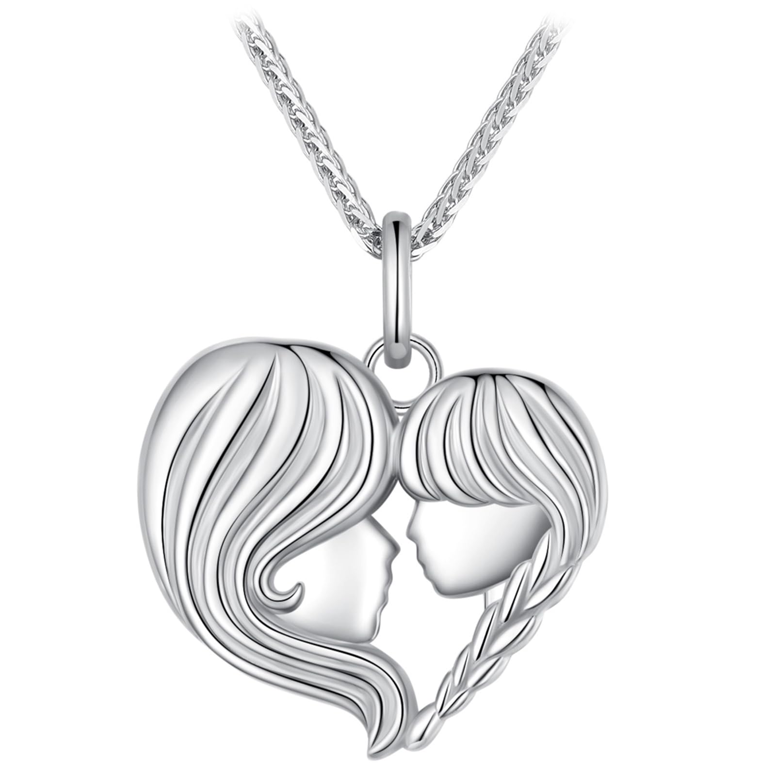 Mother Son Necklace, Mother Daughter Necklace, 925 Sterling Silver Mom Necklace Mother Pendant Necklaces for Mother's Day Birthday Christmas Thanksgiving