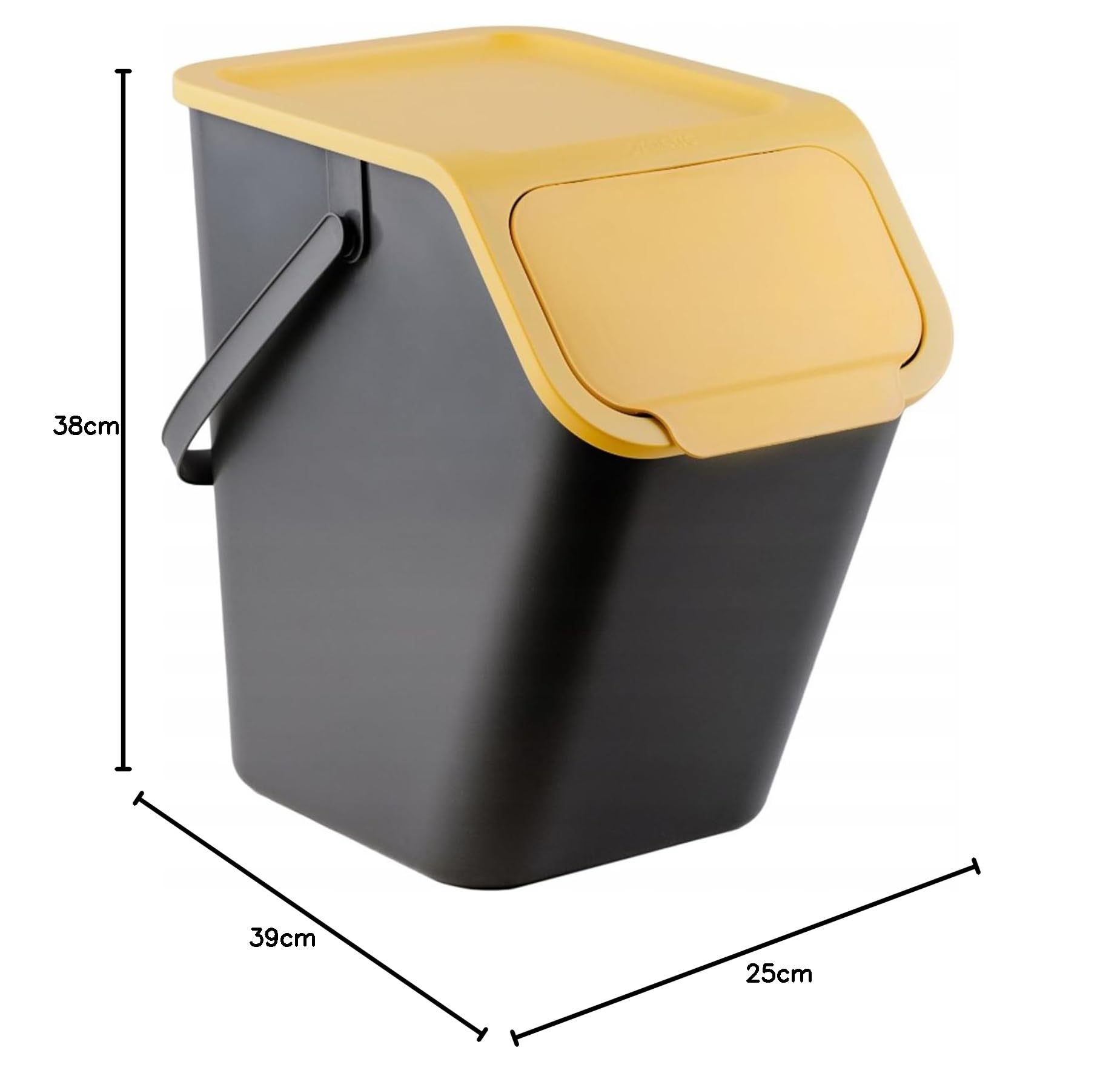 Practic Bini Juego de 3 Cubos de Basura, Cubos Apilables, Tapa con Sistema de Clic, Separación de Residuos de Cocina (3x25L + filtros)