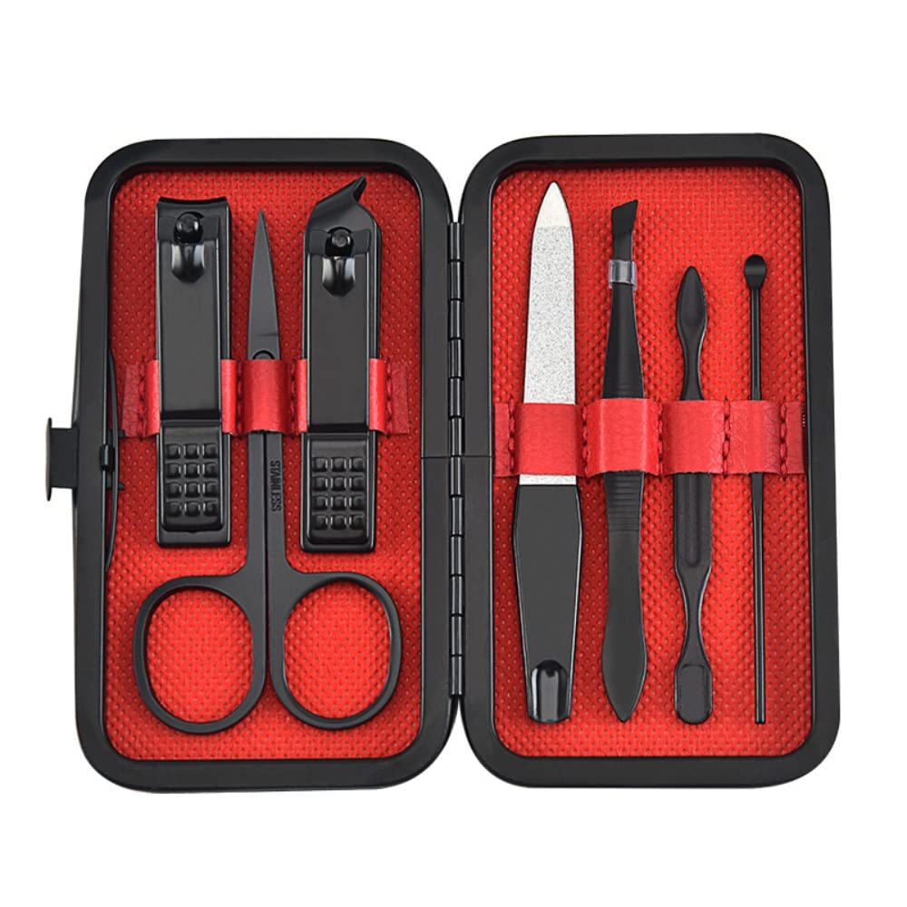 Set di tagliaunghie in Acciaio Inossidabile, Forbici, pinzette, pulisci Orecchie, Set di Strumenti Multifunzione per la Cura Quotidiana di Mani e Piedi, codice Nero-1