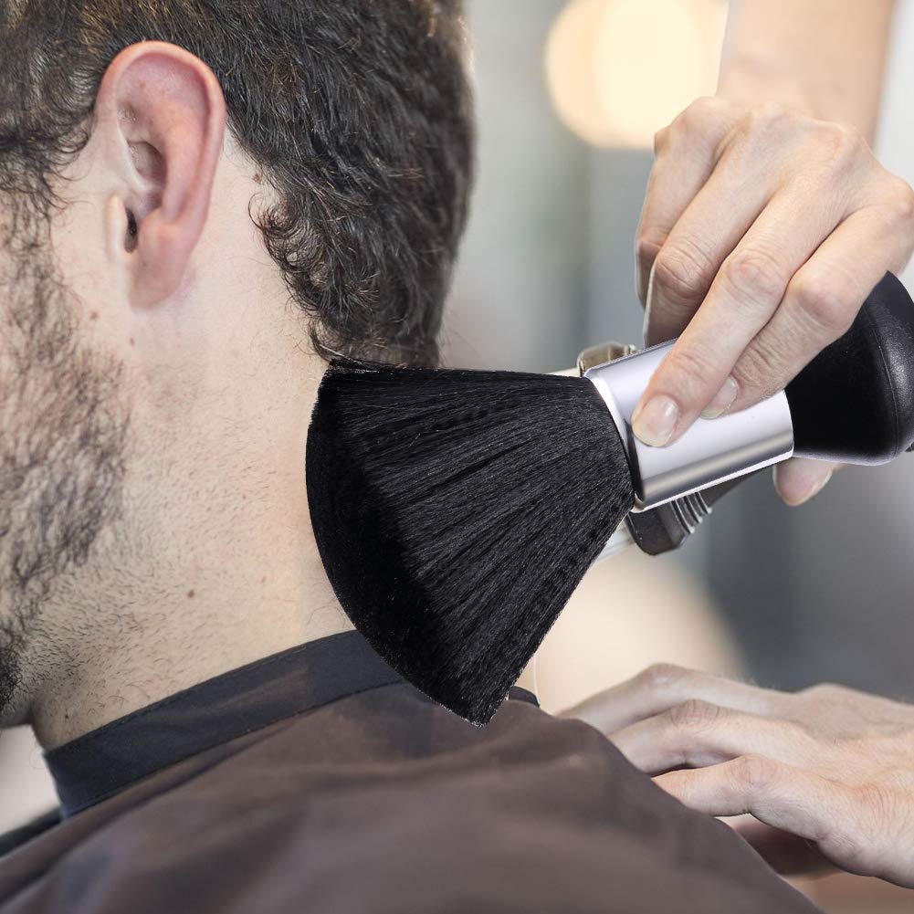 Pennello Parrucchiere, Barbiere collo spazzola ideale per rimuovere i capelli dopo il taglio, Nero