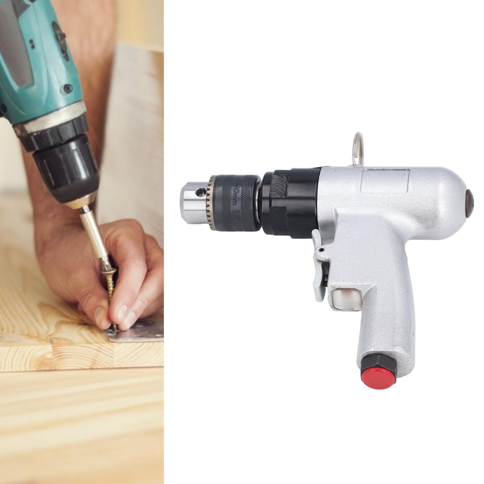 Mini Taladro Neumático Reversible 3/8, de Mano Resistente, 25000 RPM, Capacidad de Portabrocas de 1, 5 a 10 Mm, Diseño de Ergonómico para Mayor Comodidad, Construcción Robusta de