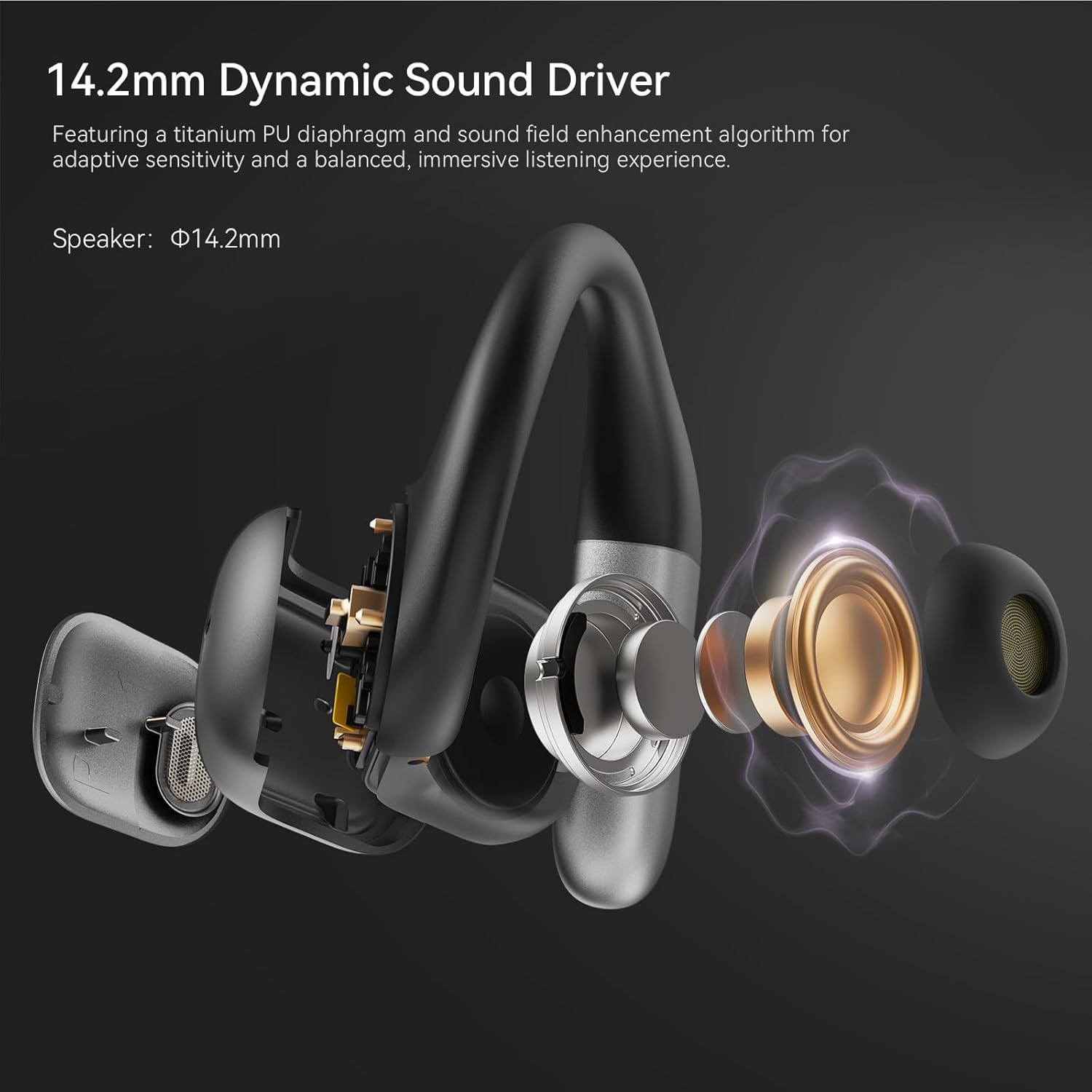 Open Ear Earbuds, Open Ear Headphones, Running Earbuds Wireless, Headphones Bluetooth Wireless 5.4, Noise Cancelling Earbuds 75H Playtime, IPX5 Waterproof Earphones for Workout, Running, Sport - 2
