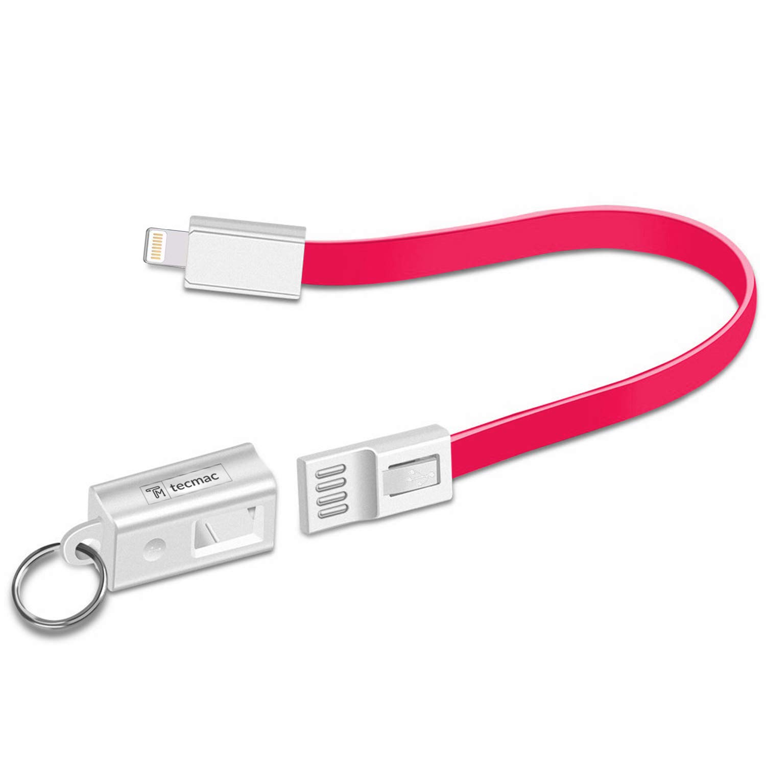 tecmac 2 in 1 TPE Keychain 8 Pin USB Cable | Quick Charge - Data Sync | Pink