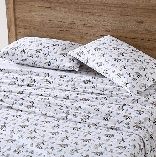Image of Eddie Bauer - Flannel Sheets Queen Size, Anti-Pilling & Wrinkle Resistant Cotton, Touchably Soft for All-Season Comfort - Bed Sheets with Matching Pillowcases & Fitted Sheet (Woodland Friends Brown)