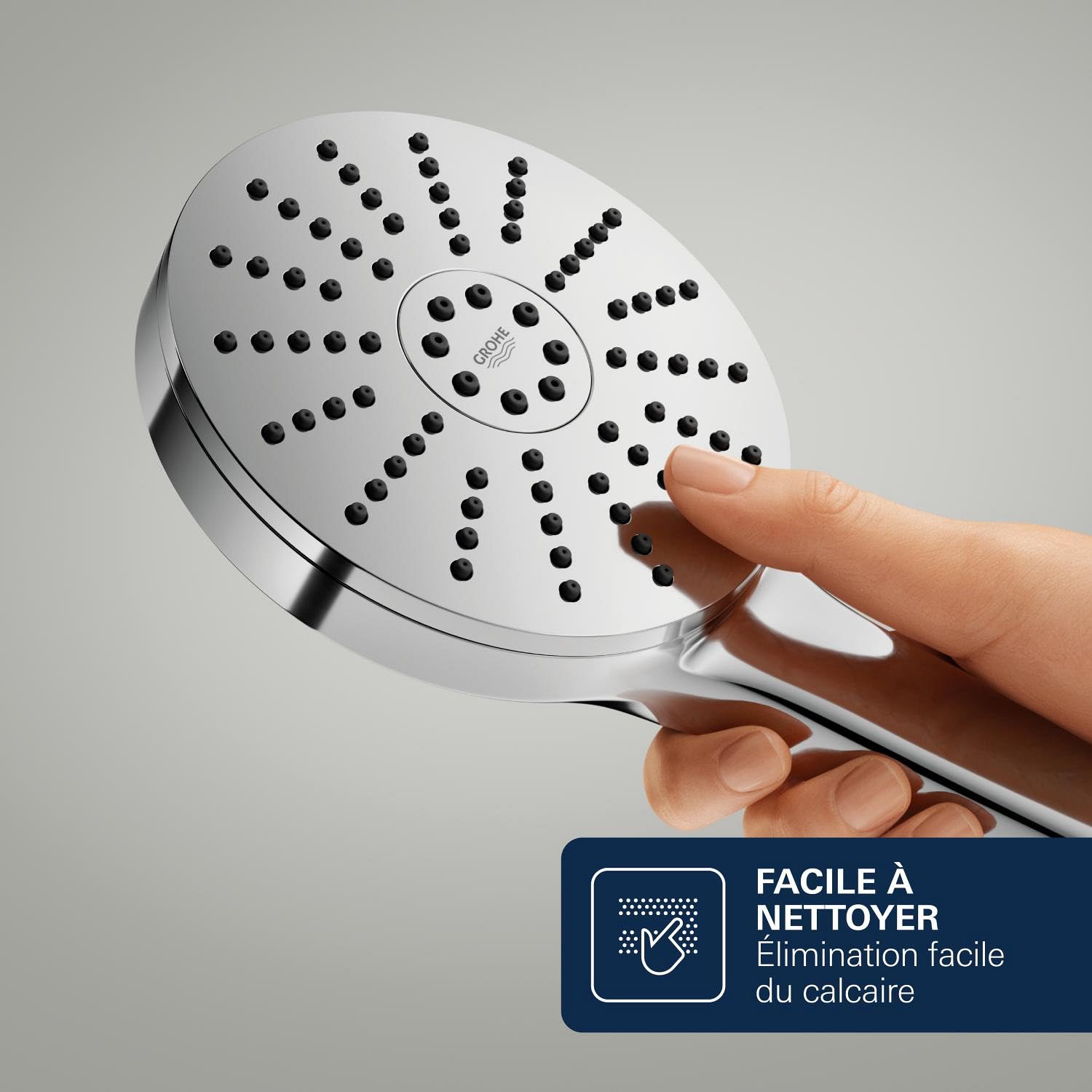 GROHE Vitalio Joy+ 120 6 Pomme de docuhe 3 Jets : Pluie, Jet, Booster (⌀120 mm, Économie d’Eau 7,9 l/min, Protection Anti-Brûlure, Montage Universel), Chrome, 1348640000