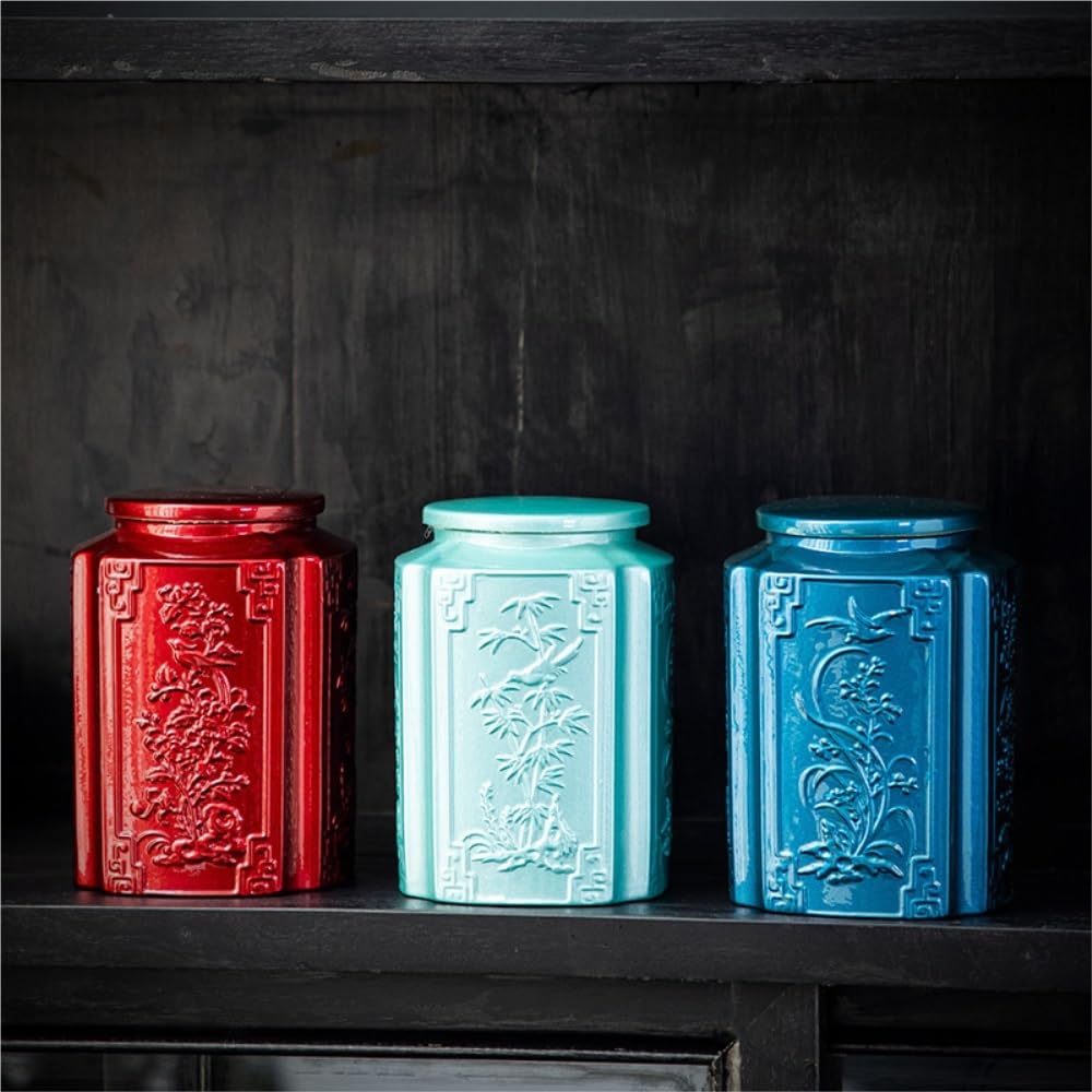 Ceramiczny pojemnik na herbatę z łyżką podwójny słoik pudełko prezentowe zestaw do kuchni herbata kawa cukier organizer zamknięty słoik do przechowywania herbaty sypkiej herbaty