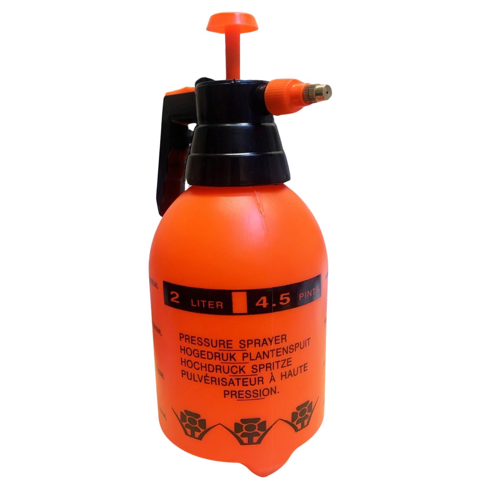 True Face Sprayer Pressure Water Pump Action Spray Bottle Weed Killer Ideal with Pesticides Insecticides Fungicides Orange 2L
