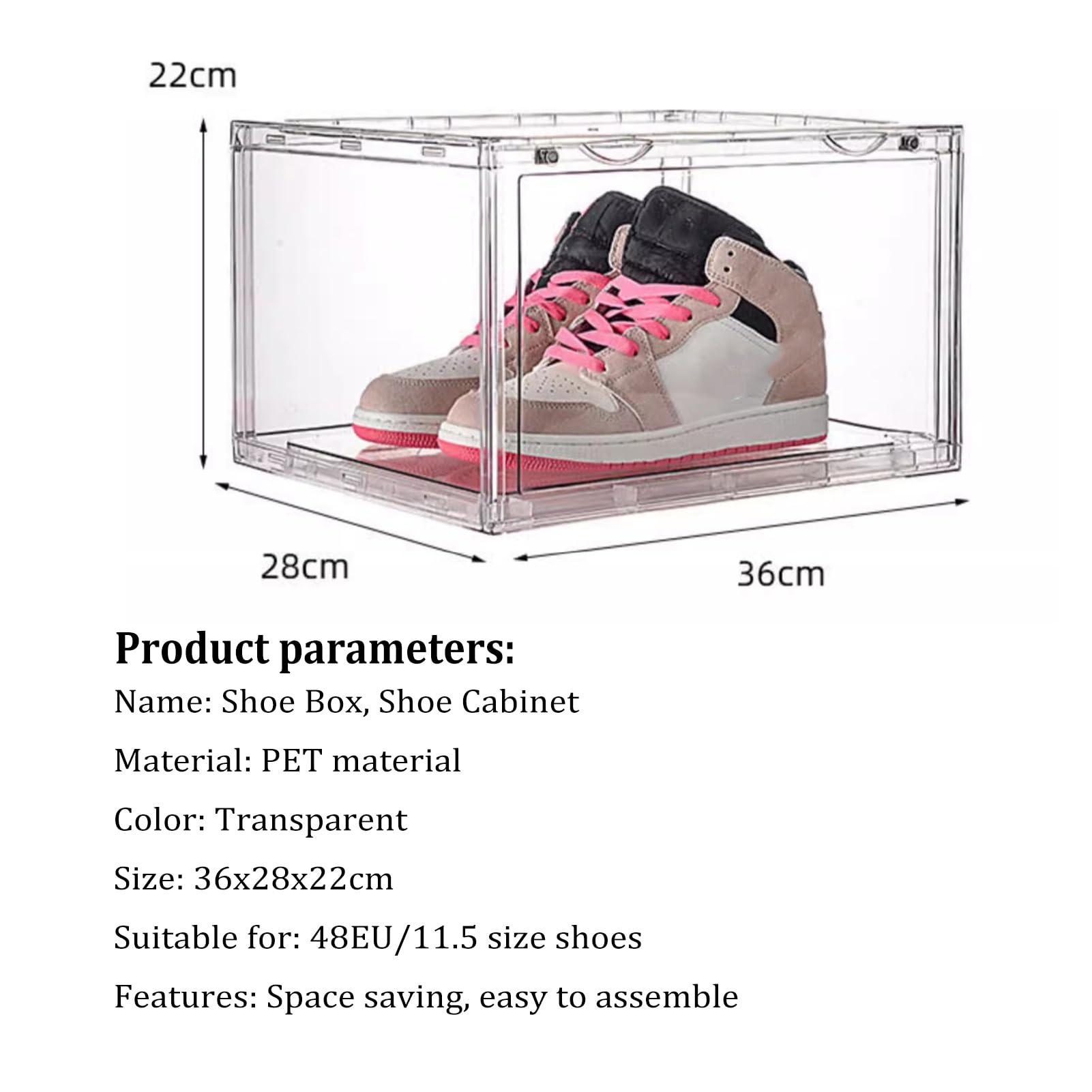 Cajas Zapatos Caja De Zapatos Transparente, Armario De Zapatos De Plástico, Cajas De Zapatos Apilables, Vitrina De Zapatillas Deportivas con Tapa, para Zapatos Masculinos Y Femeninos, Fácil Montaje (