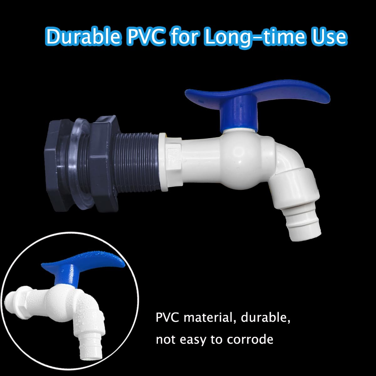 Paquete de 2 espigas de barril de lluvia, kit de grifo de barril de lluvia con sierra perforadora y accesorio de mamparo de PVC de 3/4 pulgadas para barril de agua, tanques de agua, barriles de
