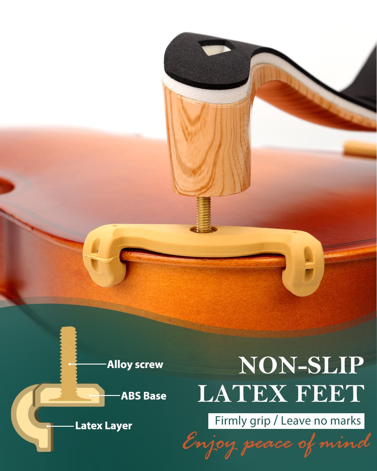 LMS Reposamuñecas para violín de 1/2 1/4 de tamaño completo, de espuma hueca, accesorios para violín, almohadilla de descanso de hombro para principiantes, con colofonia silenciosa, ergonómico para un