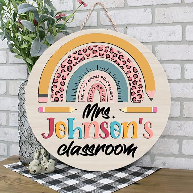 Miniatura 3 de Decoración para Puerta de Maestro NO es producto 3D, Letrero de Maestro Arcoíris Letrero de Bienvenida para Puerta de Maestro, Letrero de Puerta de