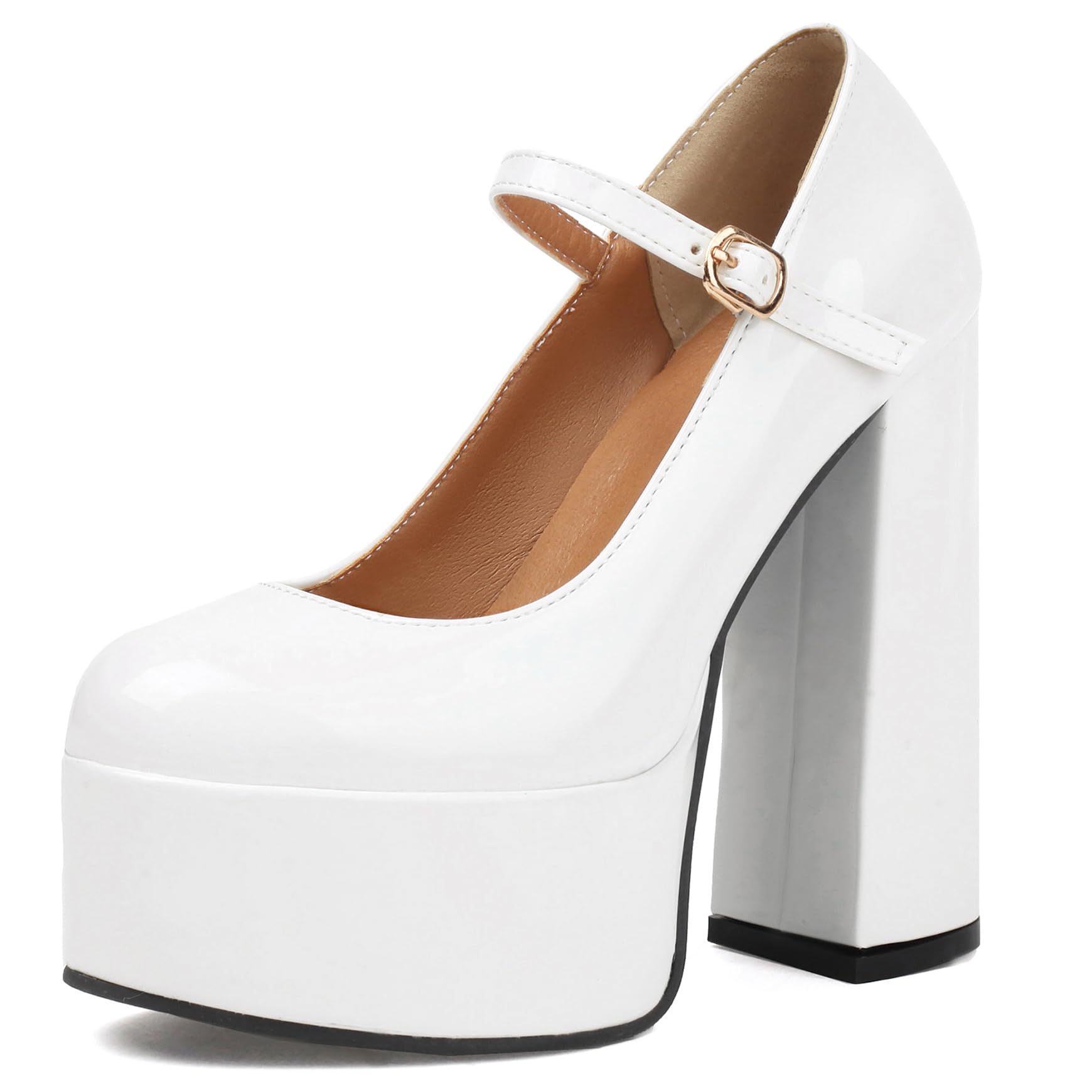 Bviennic Femme Talons Chunky Mary Jane avec Plateforme 754, Taille 34-41
