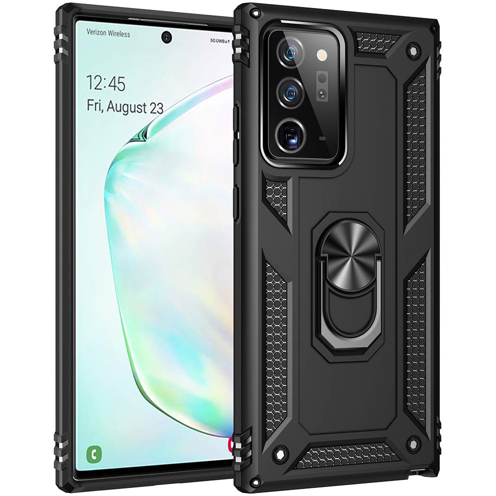 Military Grade Drop Impact for Samsung Galaxy Note 20 Ultra Case Galaxy Note 20 Ultra 5G Case Metal Rotating Ring Kickstand Holder Armor Heavy Duty