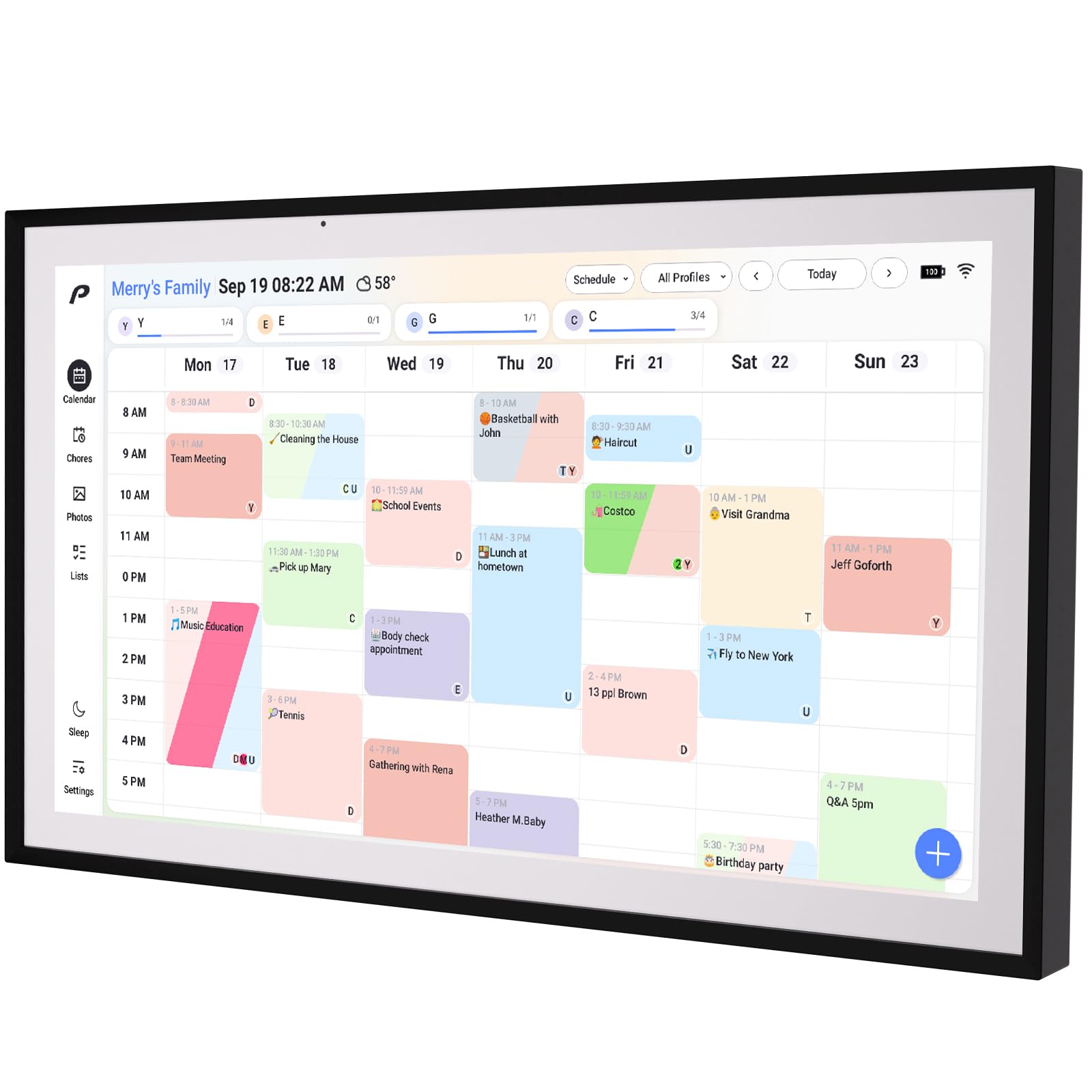 Digital Calendar, 15.6 inch Wall Planner & Chore Chart, Rechargeable Full HD Touchscreen Display, Portable Smart Family Organizer, Event Planner, Desk and Wall mountable, Perfect for Family Schedules