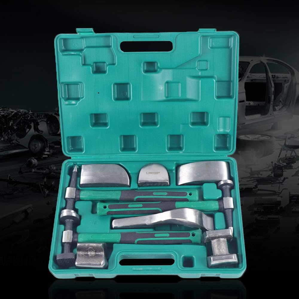 9 Pcs Auto Body Panel Fender Hammer Dolly Set Sheet Metal Repair Tool Kit Dent Repair Tools Car Sheet Metal Shaping Movable Car Body Corrector Kit