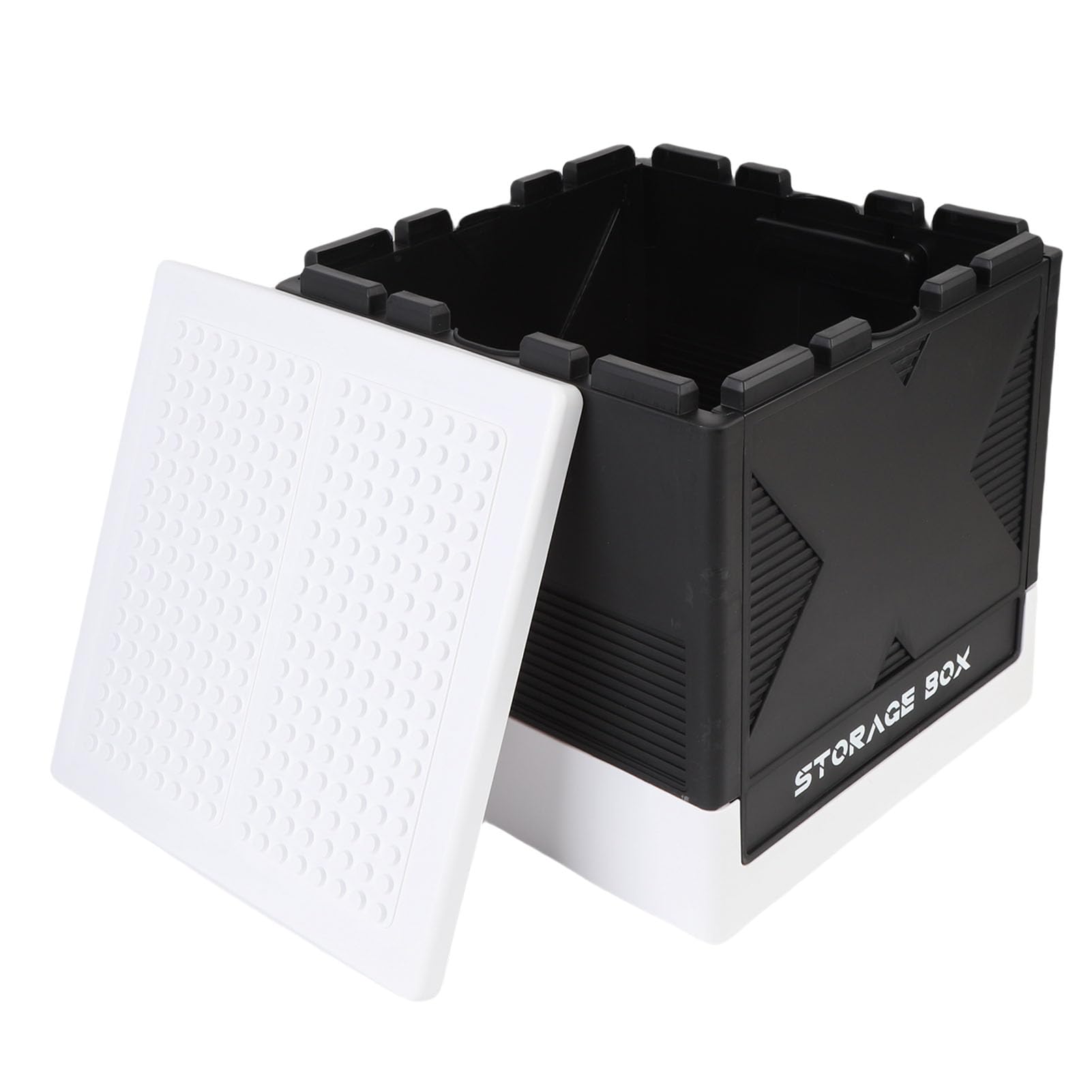 Pudełko do Przechowywania Klocków, Składany Organizer 37 L z możliwością Układania w Stosy, stół do Zabawy, Pojemnik na Zabawki, 13,2 X 13,2 X,0 Cali, Idealny Pokoju Zabaw i Domu (BLACK)