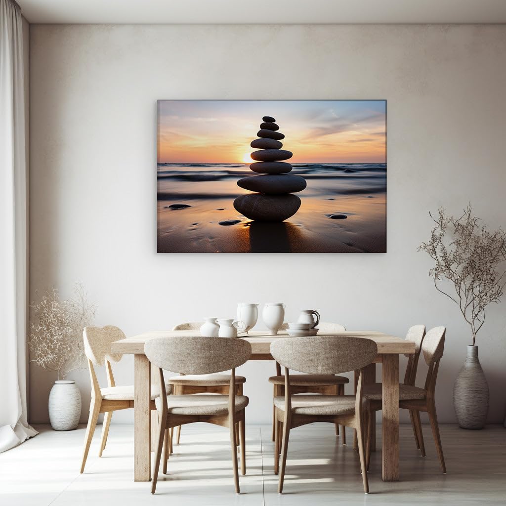 Tranquil Mountain Landscape Canvas Wall Art - 27x18 Inch Nature Scene With Sunset Glow