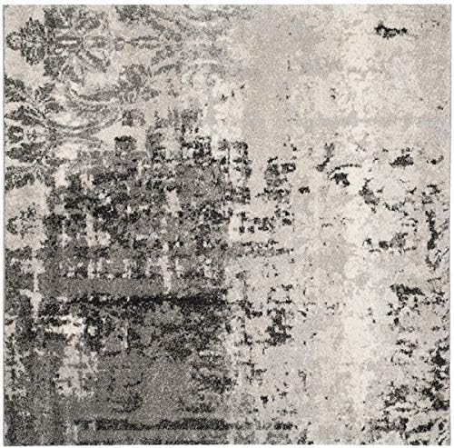 Miniatura 4 de SAFAVIEH Retro Collection RET2139 - Alfombra cuadrada de 6 pies, color gris clarogris claro, moderno, abstracto, no desprende pelusa, para sala de