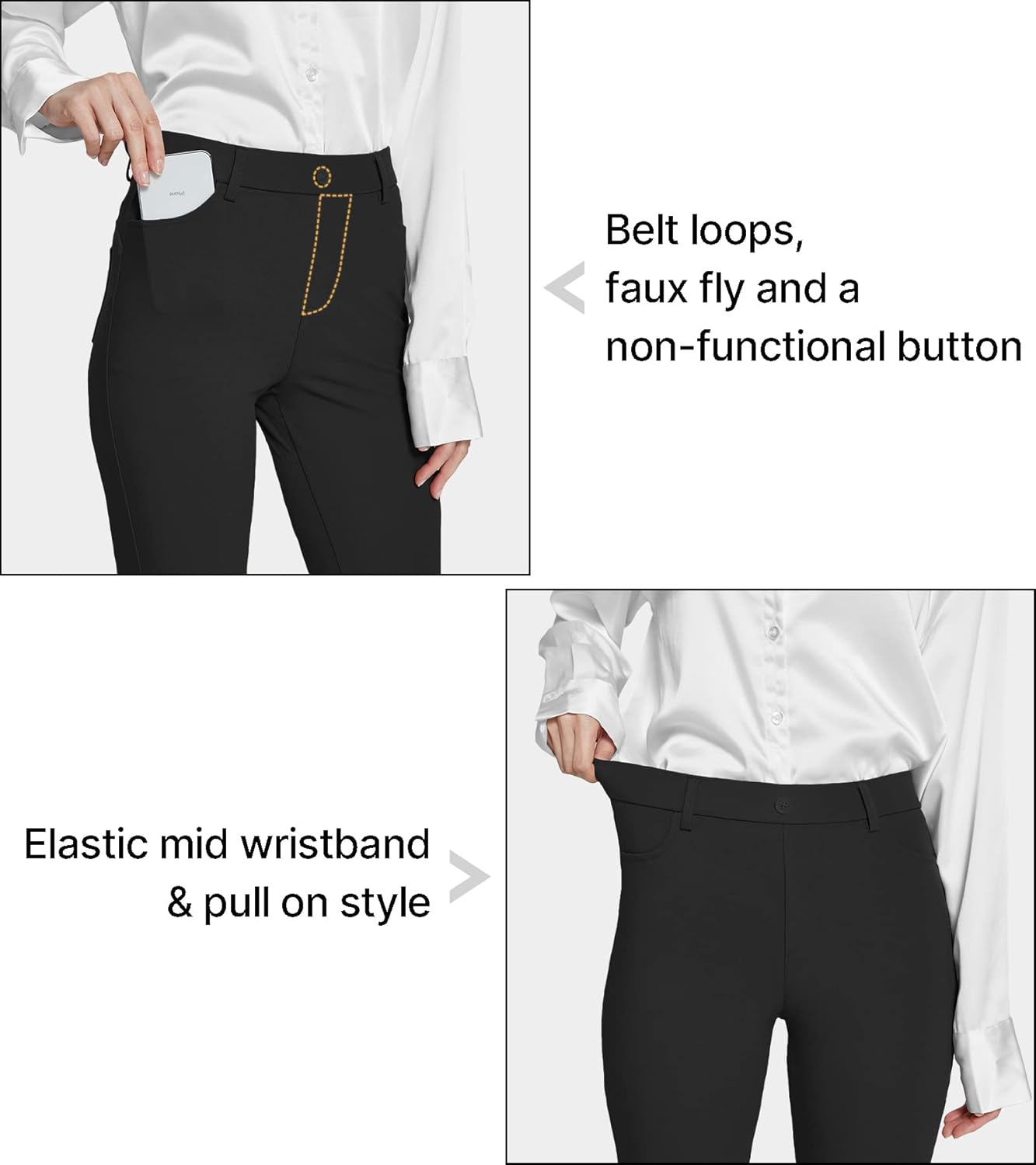 ChinFun Women's Yoga Dress Pants Straight Leg/Bootcut Stretch Work Slacks Office Business Casual Golf Pants 4 Pockets - Image 5