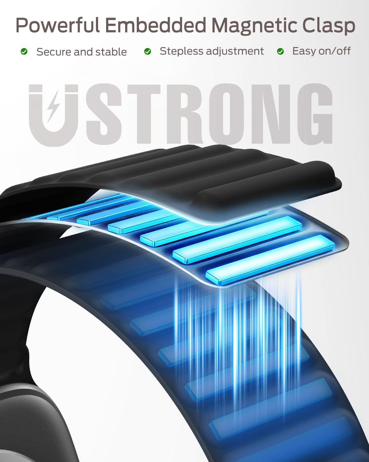 Higgs Magnetic Silicone Sport Strap Compatible with Apple Watch Straps 44mm 40mm 38mm 41mm 42mm 45mm 46mm 49mm for Men Women, Soft iWatch Wrist Band for Series 11 10 9 SE 8 7 6 5 4 Ultra 3 2 1 — view 2