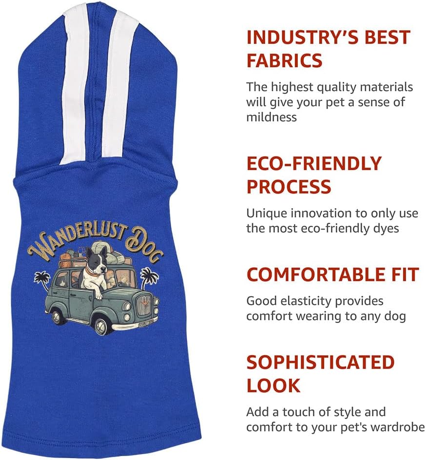 Wanderlust Dog Dog Shirt with Hoodie - Dog Graphic Dog Hoodie - Art Dog Clothing - Pink White, XL