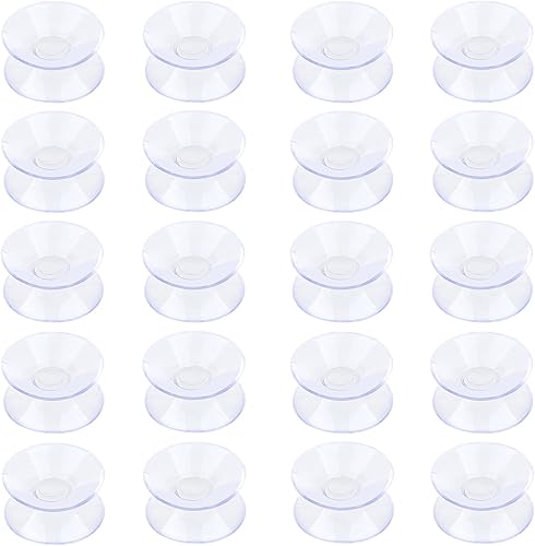 Miniatura 7 de Pawfly Paquete de 50 ventosas de doble cara de 1.2 pulgadas, ventosas de plástico PVC transparente para espejo de mesa de vidrio
