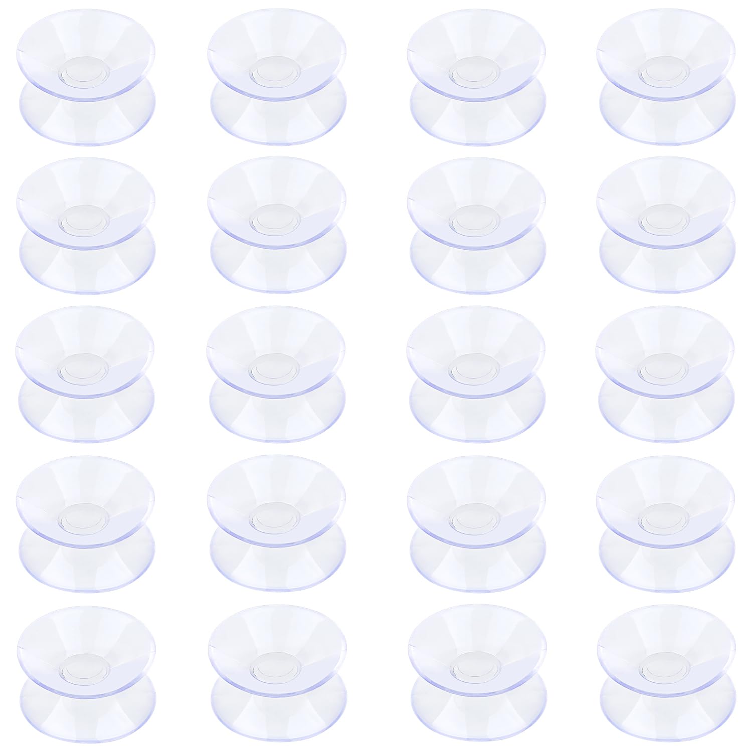 Pawfly 20 Pack Double Sided Suction Cups 1.2 Inch Clear PVC Plastic Sucker for Glass Table Mirror