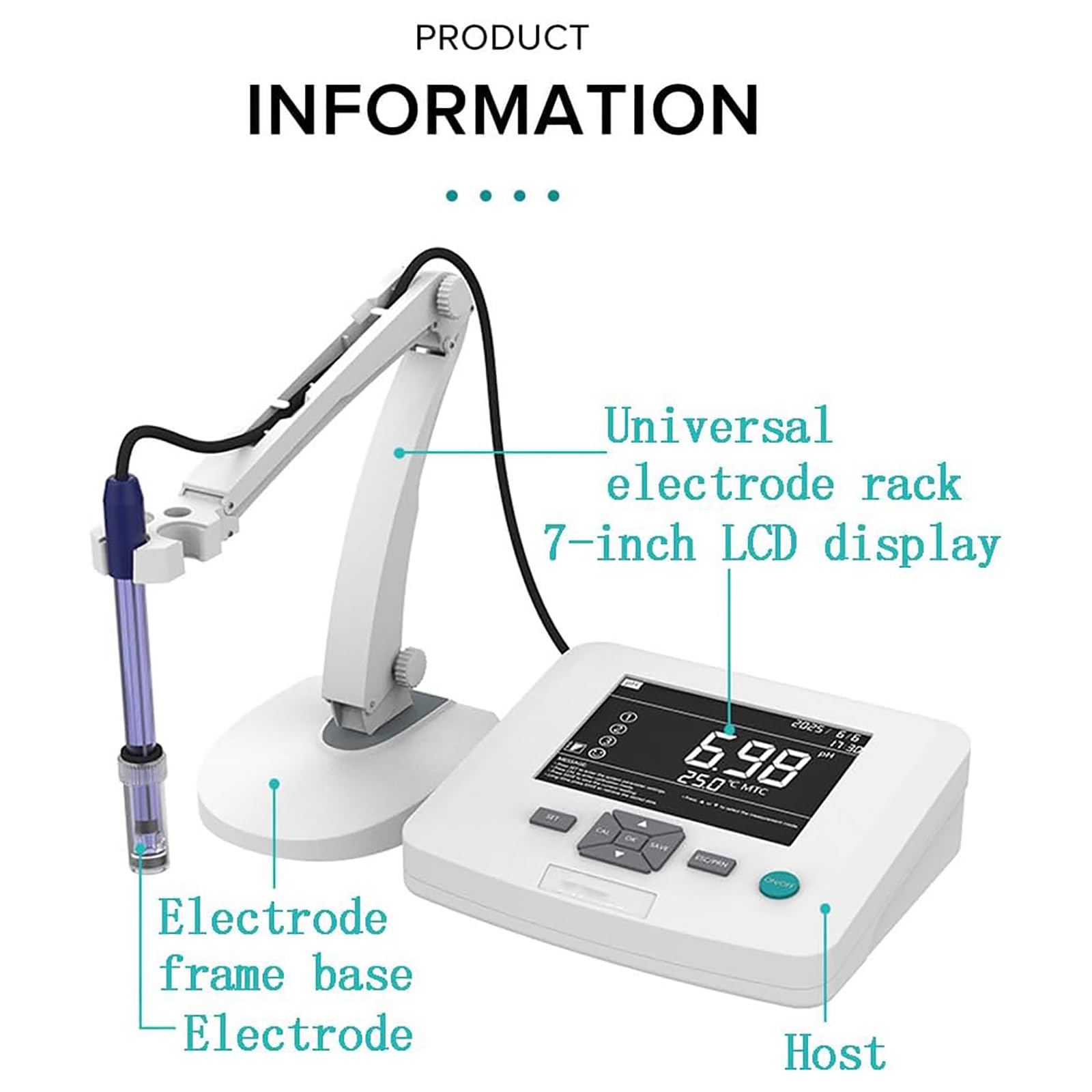 Medidor De PH De Laboratorio De Sobremesa, Probador De PH Digital, Probador De Calidad del Agua PH/ORP/Temp De Alta Precisión, Calibración Automática De 1-3 Puntos, Precisión De 0,01 PH
