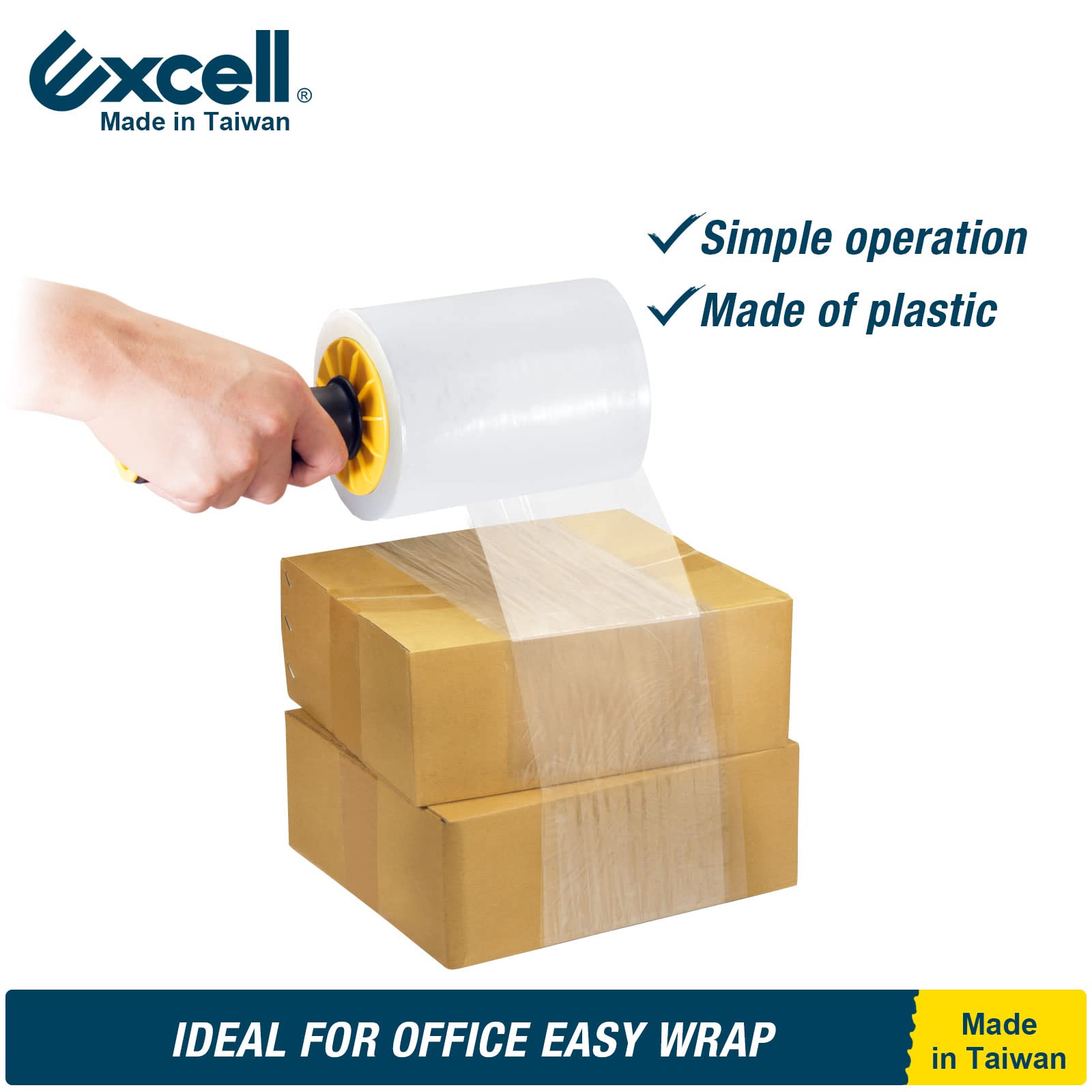 Excell mini erogatori di pellicola estensibile (6,8 cm), pratici avvolgitori, erogatore di pellicola estensibile con freno, utilizzabile per ufficio, casa, negozi e magazzini