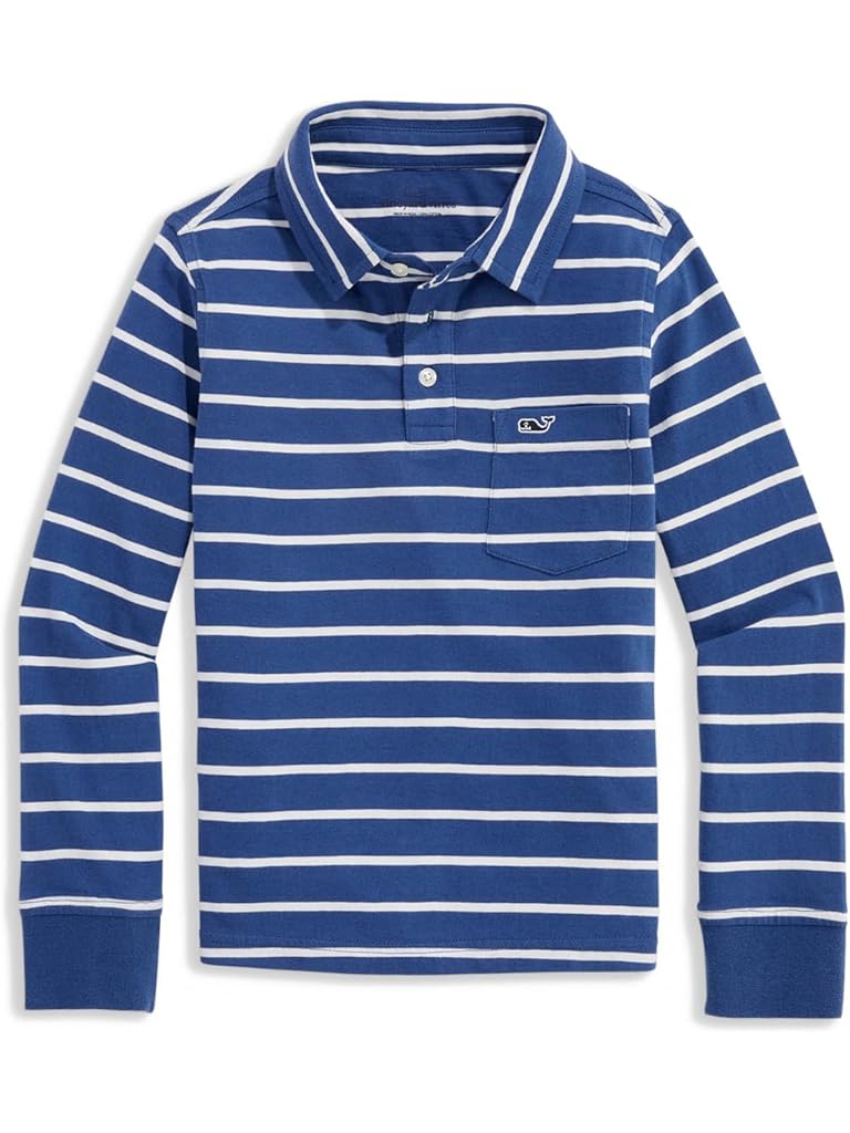 Navy Vineyard Vines Striped Surf Long-Sleeve Polo (Big Kid)
