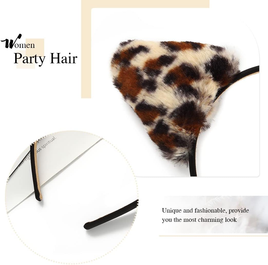 Catery Leopard Cat Ears Cheetah Ears Headband Leopard Costume Accessories for Women - Image 6