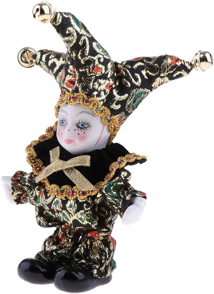 KESOTO 5inch Lovely Porcelain Doll in Costume Triangel Standing Doll Exquisite Handicrafts Great Gifts for Lovers (Black)