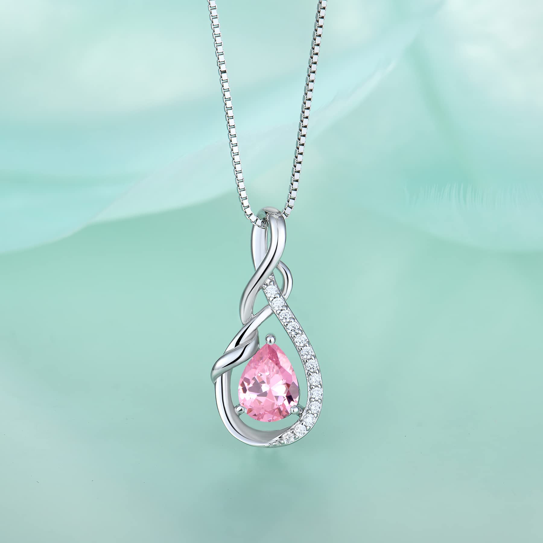 starchenie Collar Mujer Infinito Plata de Ley 925 con Zirconia Cúbica Piedra de Nacimiento Regalo para Mamá Novia