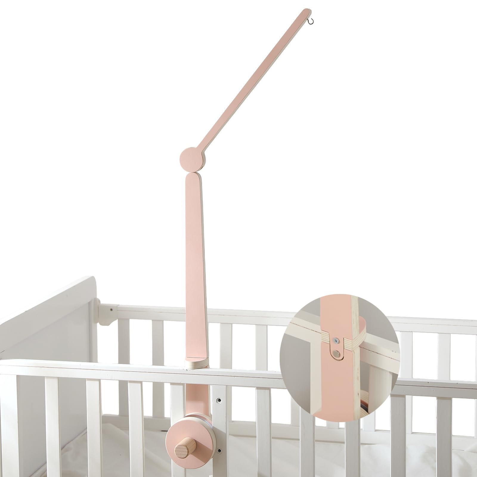 HI BABY MONMENT Crib Mobile Arm - Baby Mobile Hanger with 2-Height Settings Adjustable, Stabilizing Attachment for Added Safety, Mobile Arm for Crib, Sturdy & Secure Design for Nursery Mobile