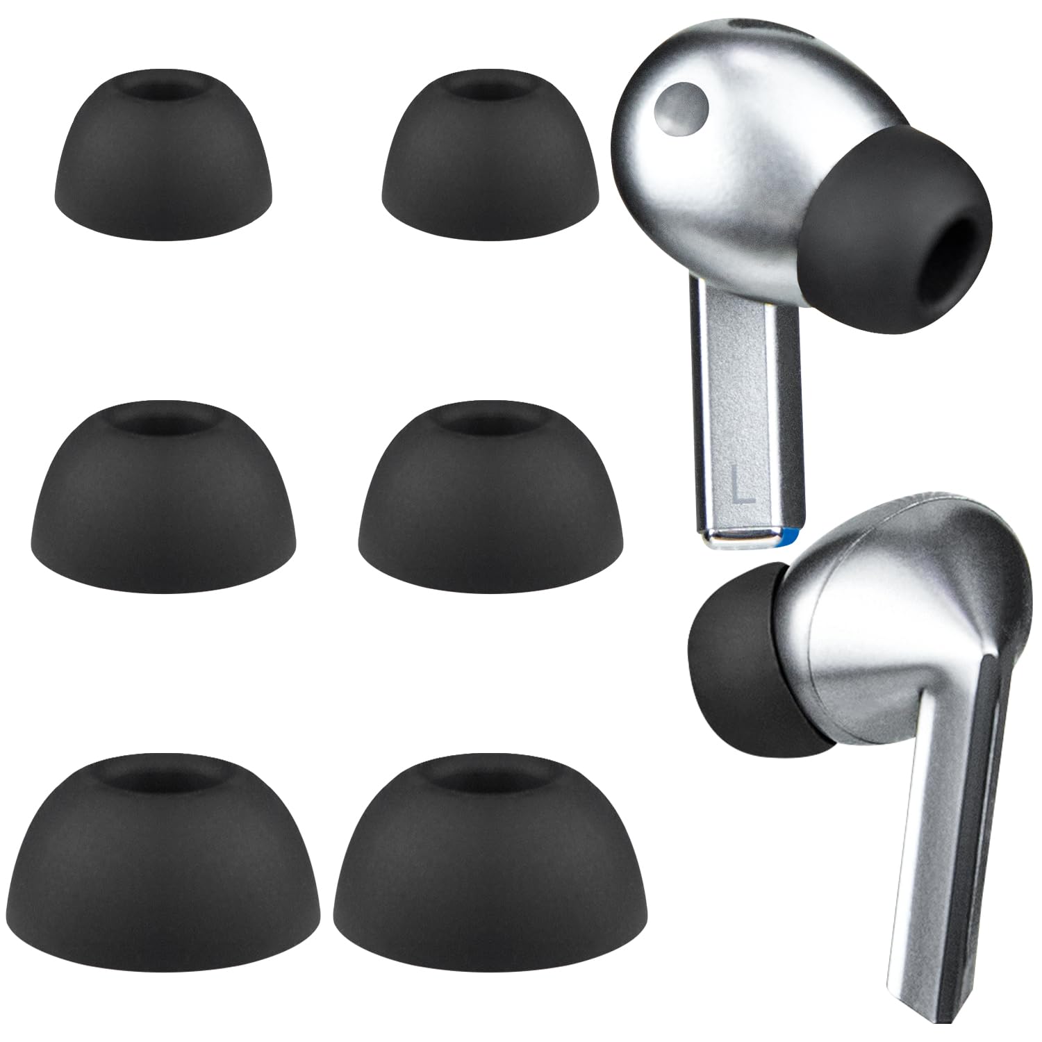 SOULWIT 3 Pairs Replacement Eartips for Samsung Galaxy Buds 3 Pro, Silicone Earbud Tips - Black (S+M+L)